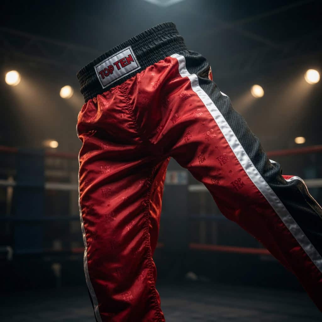 TOP TEN WAKO Mesh Kickboxingbukse - Rød/Svart